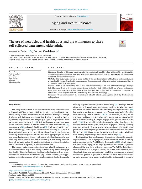 Elsevier - Aging and Health Research (231856)