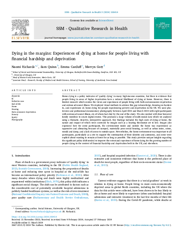 Elsevier - SSM - Qualitative Research in Health (243183)